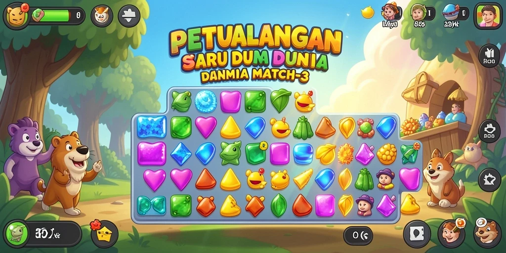 Tangkapan layar gameplay 8ZK yang seru dalam permainan Match-3.