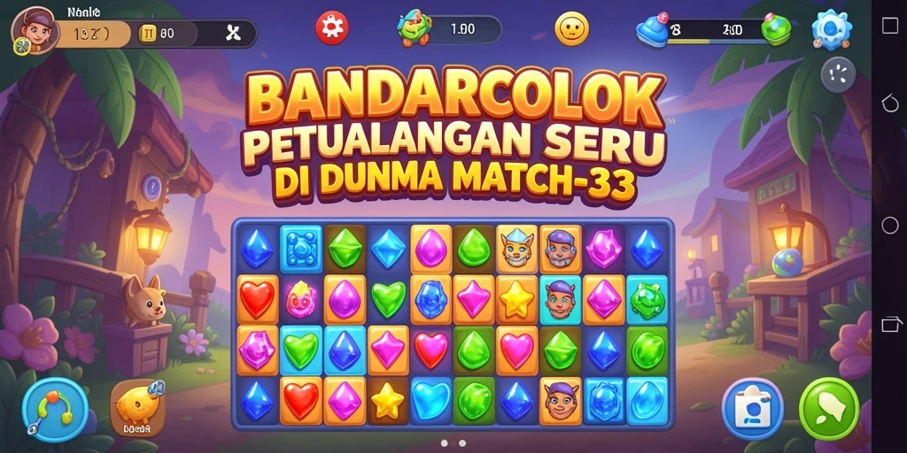 Screenshot gameplay BANDARCOLOK menampilkan keseruan Match-3 yang menantang.