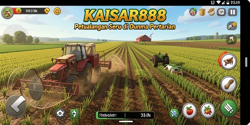 Tampilan gameplay menarik dari KAISAR888 yang menunjukkan aktivitas bertani.