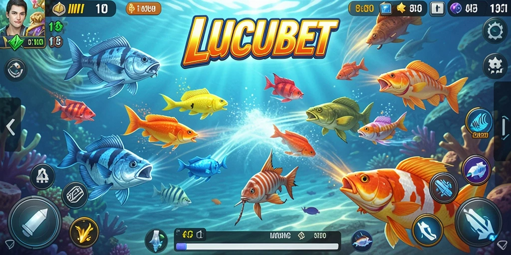 Gameplay seru dari LUCUBET saat menangkap ikan.