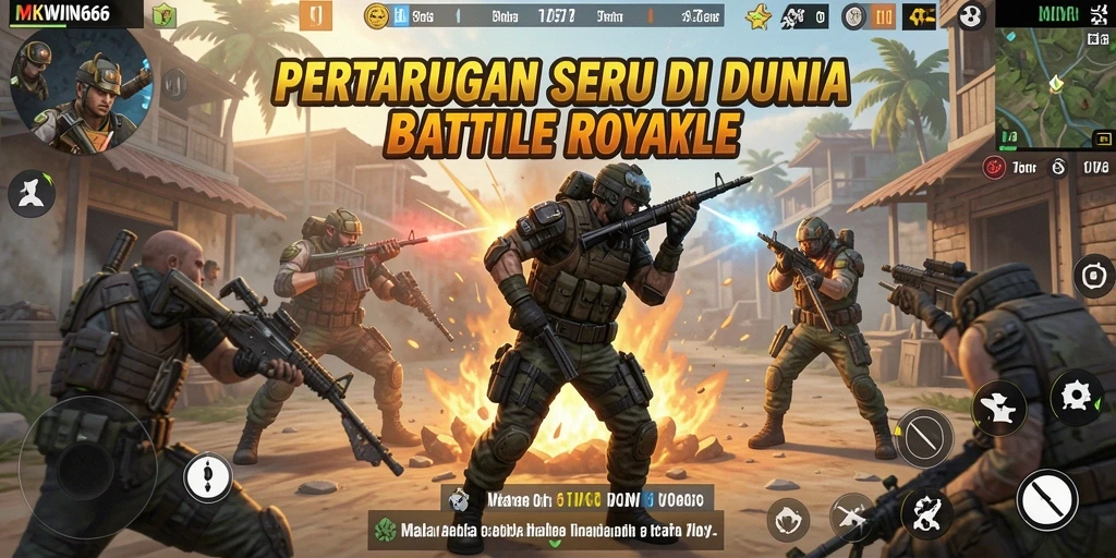 Tangkapan layar gameplay MKWIN666 yang menegangkan dalam pertarungan Battle Royale.