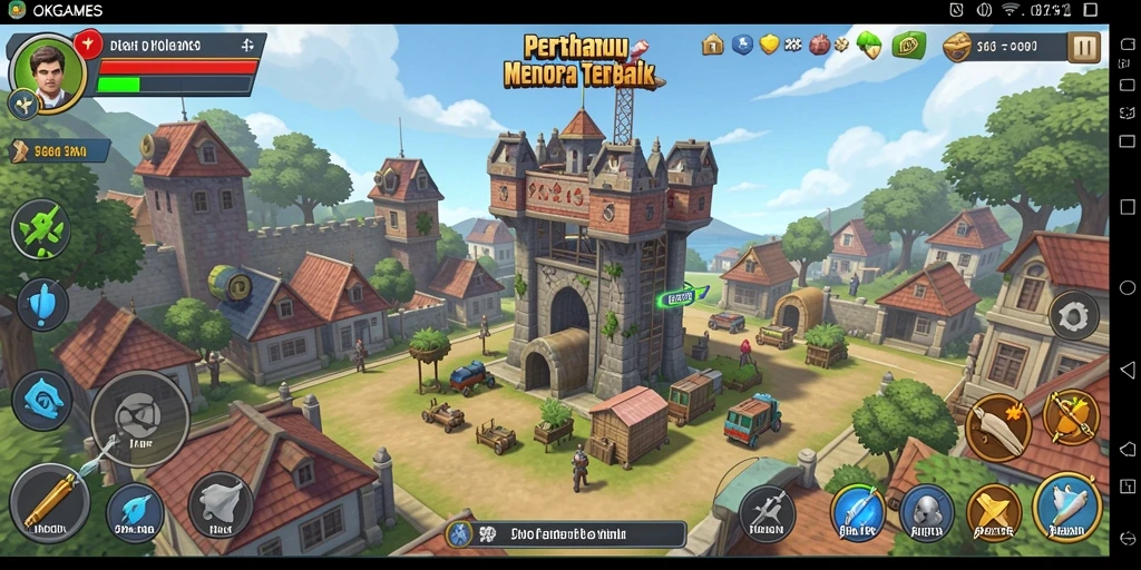 Tampilan menarik dari gameplay OKGAMES Tower Defense.