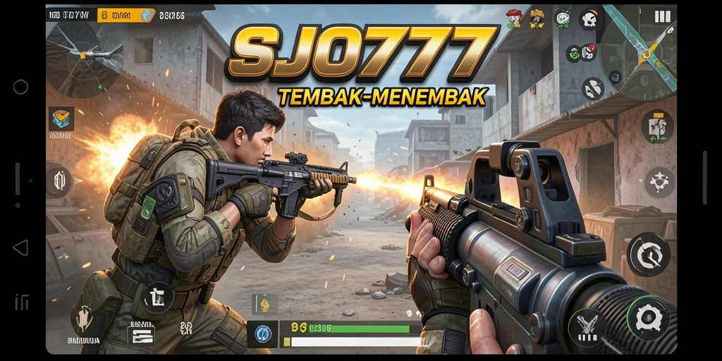 Screenshot menampilkan aksi menembak seru dalam SJO777.