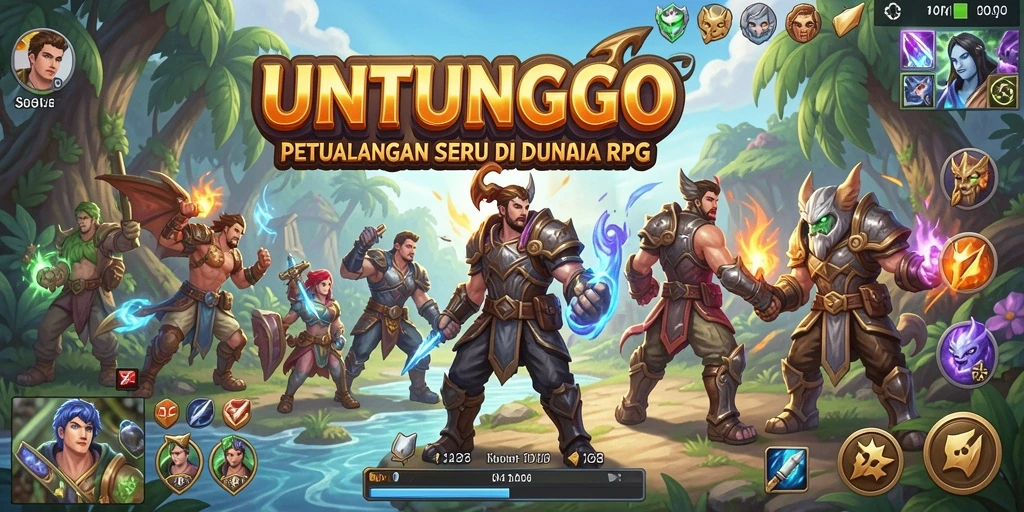 Tampilan gameplay UNTUNGGO yang seru dan penuh aksi RPG.