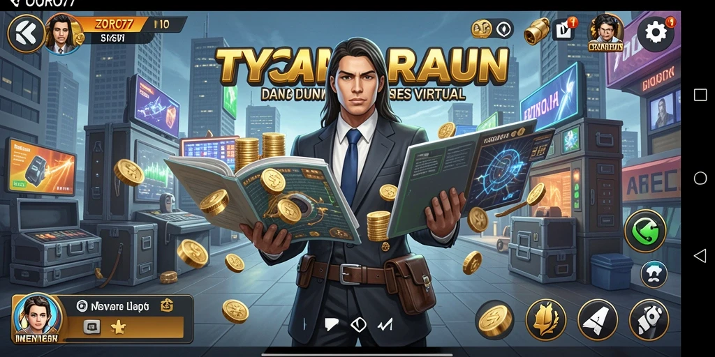 Screenshot menunjukkan pemain sedang membangun empire bisnis di ZORO77.